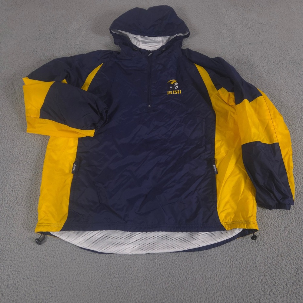 Eastbay Jacket Mens 2XL Navy Yellow Notre Dame Fighting‎ Irish Windbreaker 90s